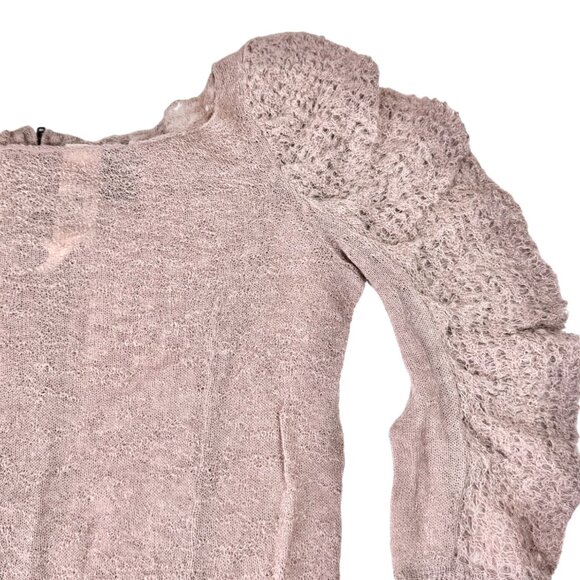 NWOT Bird by Juicy Couture Alpaca Sweater Sz M Puff Sleeve Zip Back Coquette - Picture 3 of 11